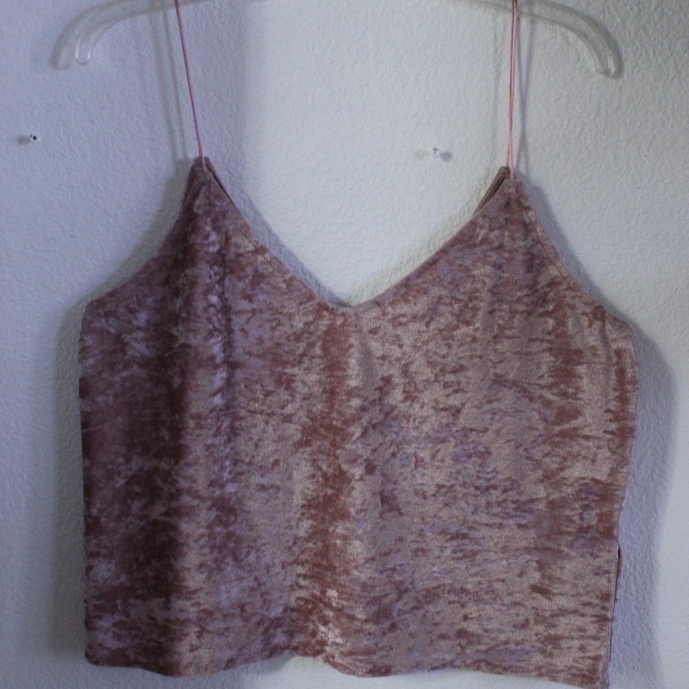 Light Pink Velvet Cami Crop Top